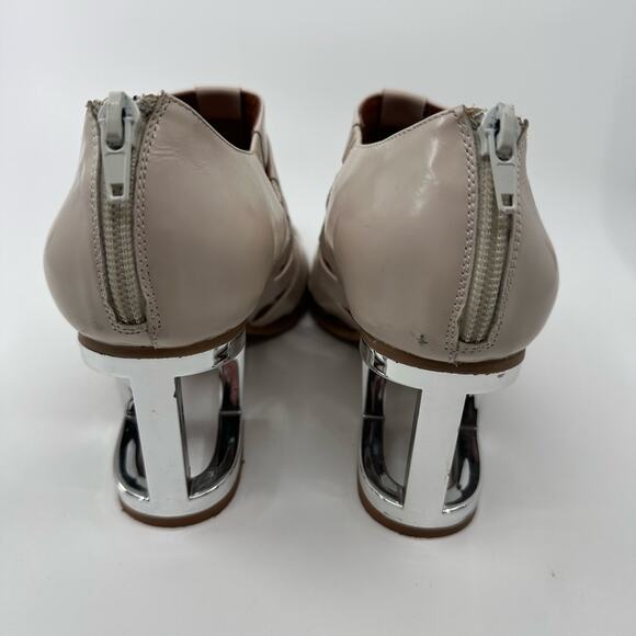 Jeffrey Campbell Karlen Sandal Cut Out Back Zip Ankle Boots WMNS US9 Tan/Silver - Picture 3 of 7